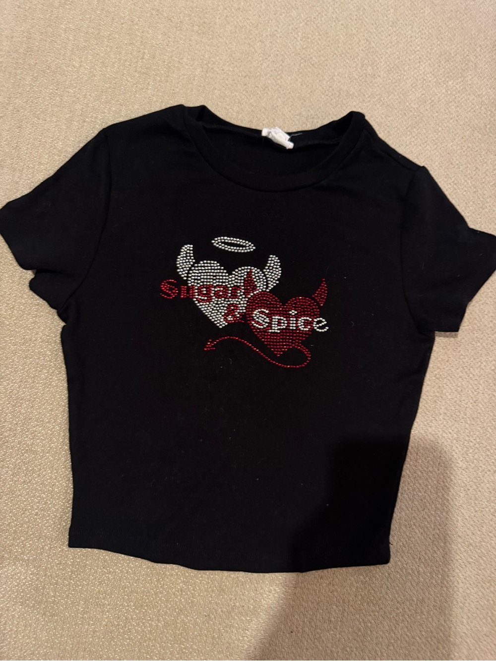 Garage Black 'Sugar & Spice' Rhinestone Heart Tee